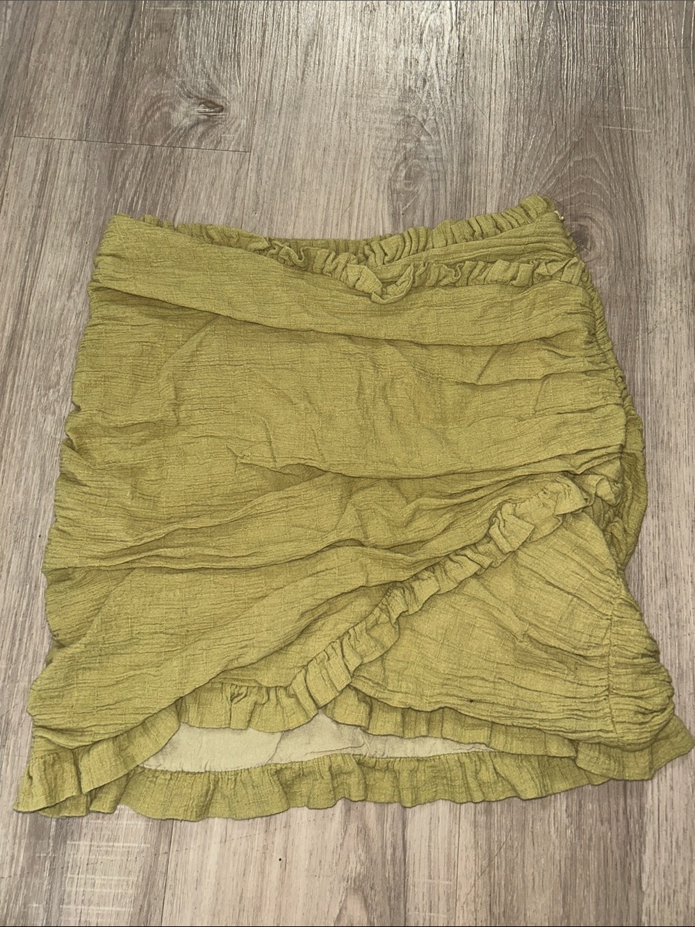 Lush Olive Green Ruffled Mini Skirt